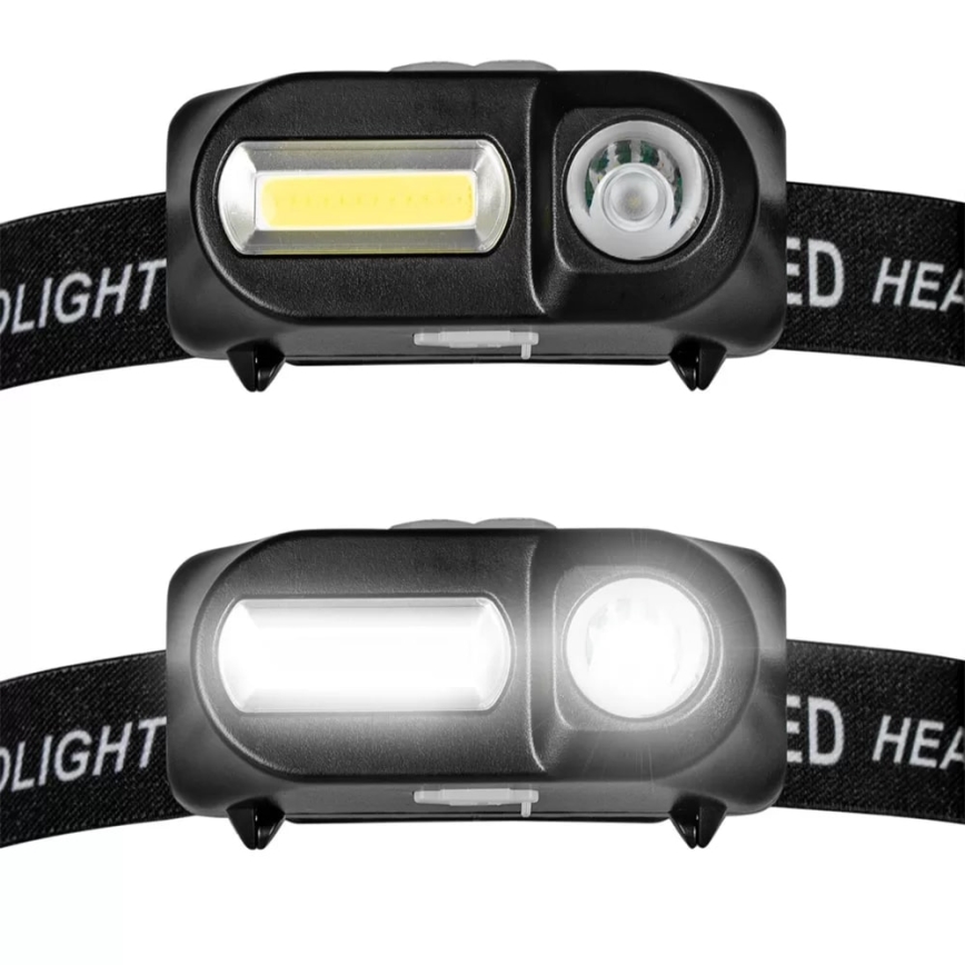 LED Dimmable rechargeable headlamp 2xLED/5V IP44 210 shiny 2000 mAh