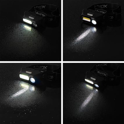 LED Dimmable rechargeable headlamp 2xLED/5V IPX4 250 shiny 2000 mAh