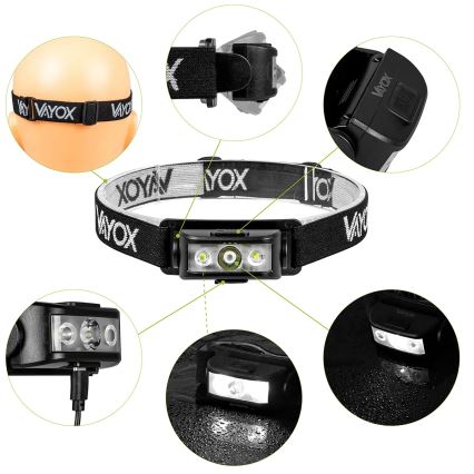 LED Dimmable rechargeable headlamp 3xLED/5V IPX4 100 shiny 1200 mAh