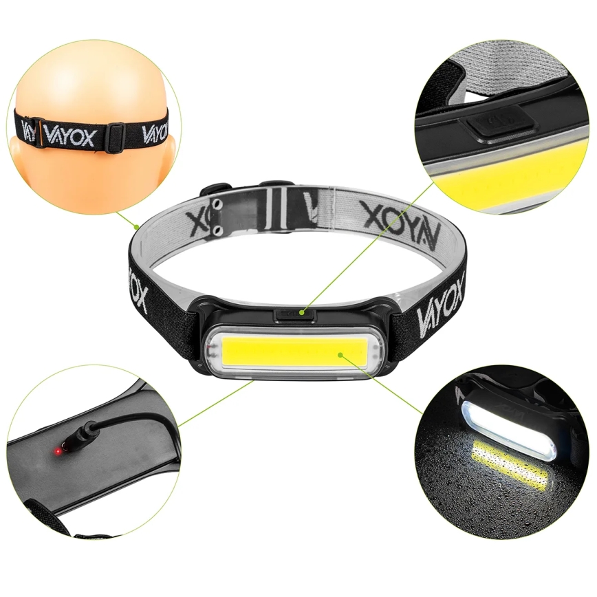 LED Dimmable rechargeable headlamp LED/5V IPX4 300 shiny 1200 mAh