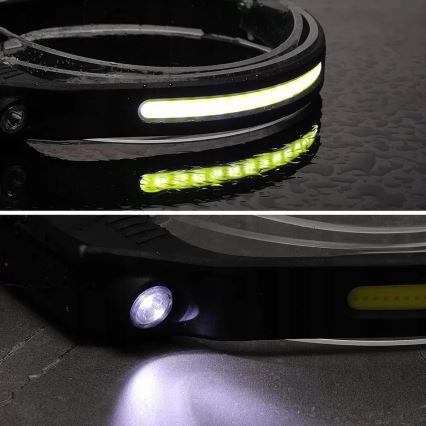 LED Dimmable rechargeable headlamp with sensor 2xLED/5V IP44 350 shiny 1200 mAh