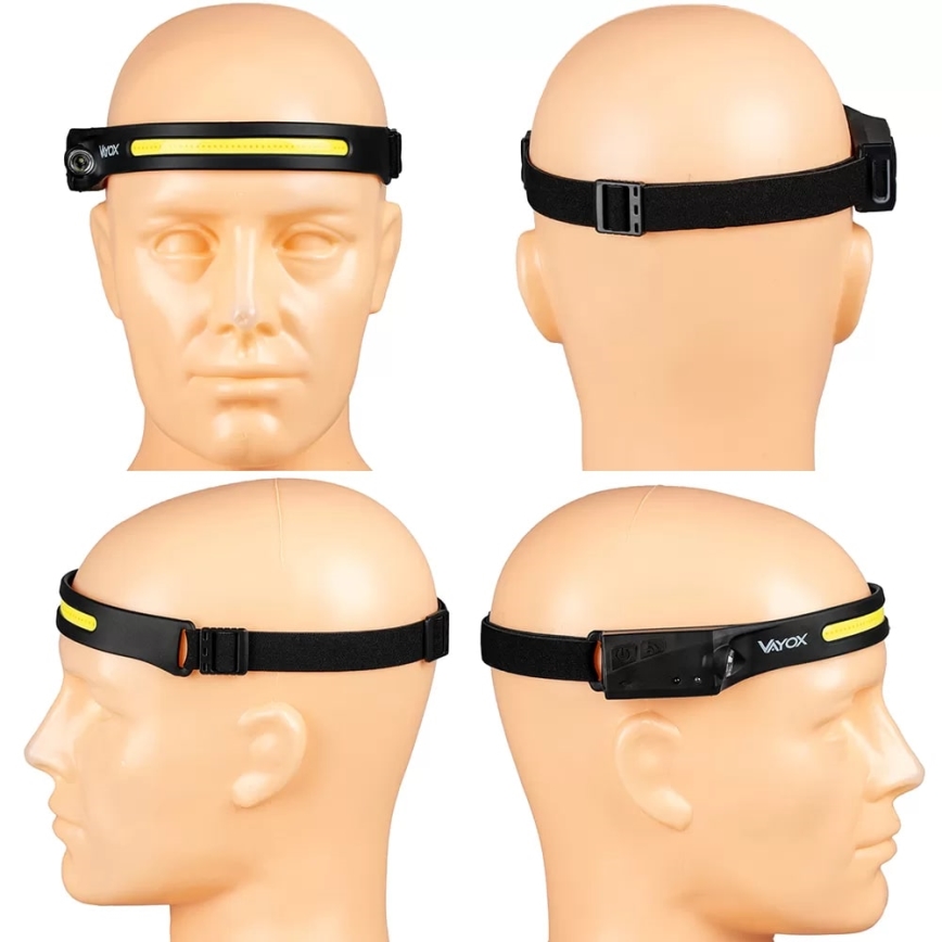 LED Dimmable rechargeable headlamp with sensor 2xLED/5V IP44 350 shiny 1200 mAh