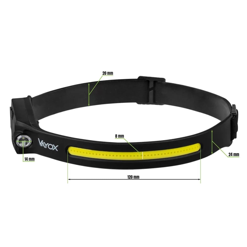 LED Dimmable rechargeable headlamp with sensor 2xLED/5V IP44 350 shiny 1200 mAh
