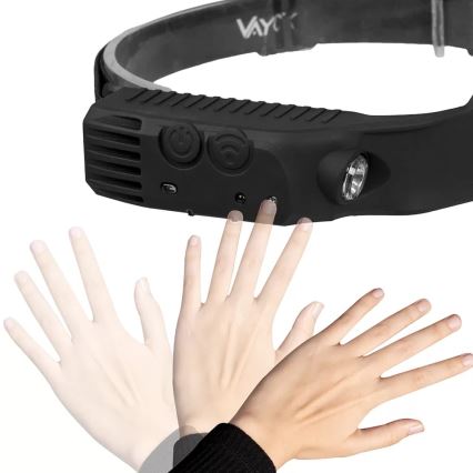 LED Dimmable rechargeable headlamp with sensor 3xLED/5V IP44 300 shiny 1200 mAh