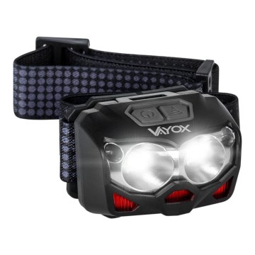 LED Dimmable rechargeable headlamp with sensor and red light 2xLED/5W/5V/3xAAA IP65 500 shiny 1200 mAh