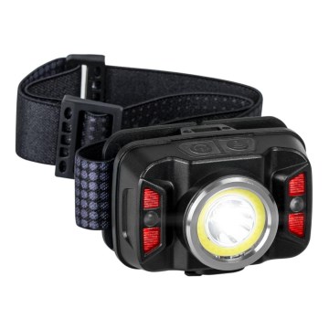 LED Dimmable rechargeable headlamp with sensor and red light LED/15W/5V IP66 430 shiny 1800 mAh