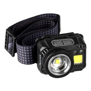 LED Dimmable rechargeable headlamp with sensor and red light LED/6W/5V/3xAAA IP44 500 shiny 1200 mAh