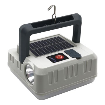 LED Dimmable rechargeable solar lamp with a power bank function LED/1W/5,5V 8000K IPX4 1200 mAh grey