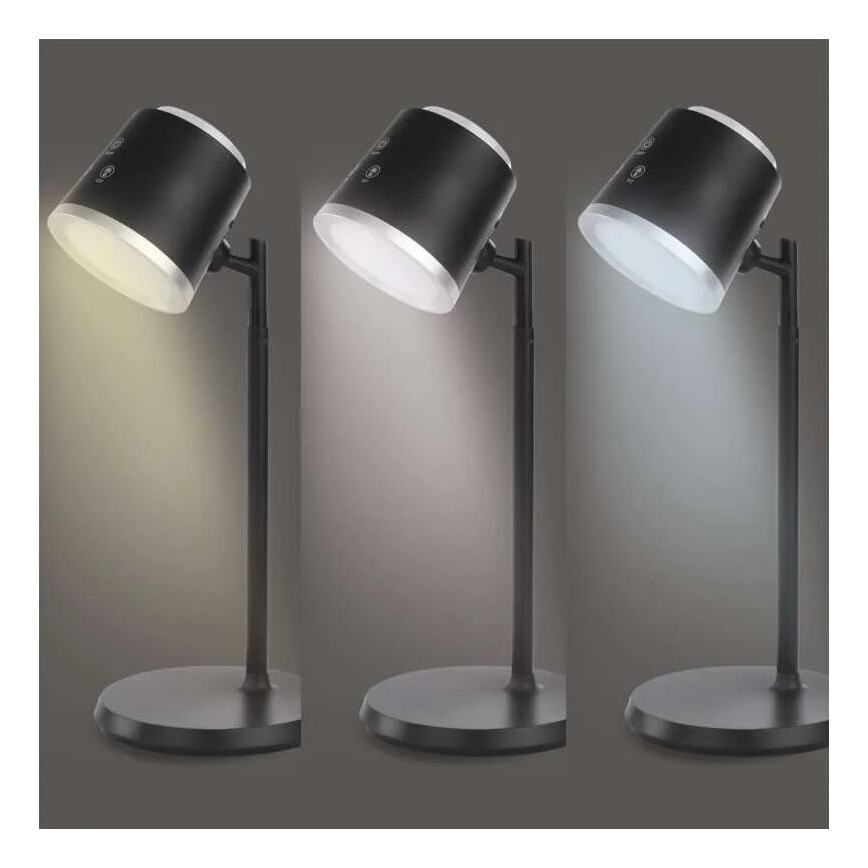 LED Dimmable rechargeable table lamp 4in1 LED/6W/3,7V 3000K/4000K/6500K 1500mAh black