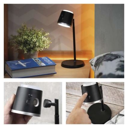 LED Dimmable rechargeable table lamp 4in1 LED/6W/3,7V 3000K/4000K/6500K 1500mAh black
