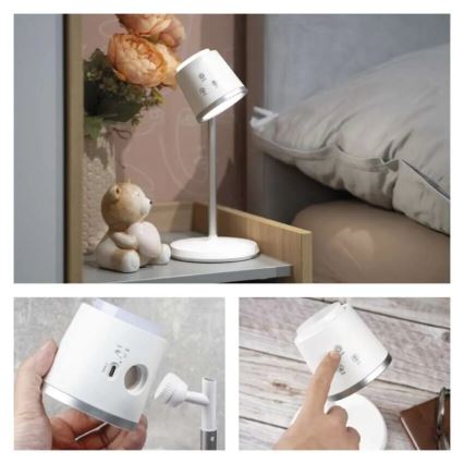 LED Dimmable rechargeable table lamp 4in1 LED/6W/3,7V 3000K/4000K/6500K 1500mAh white