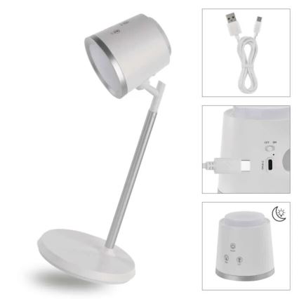 LED Dimmable rechargeable table lamp 4in1 LED/6W/3,7V 3000K/4000K/6500K 1500mAh white