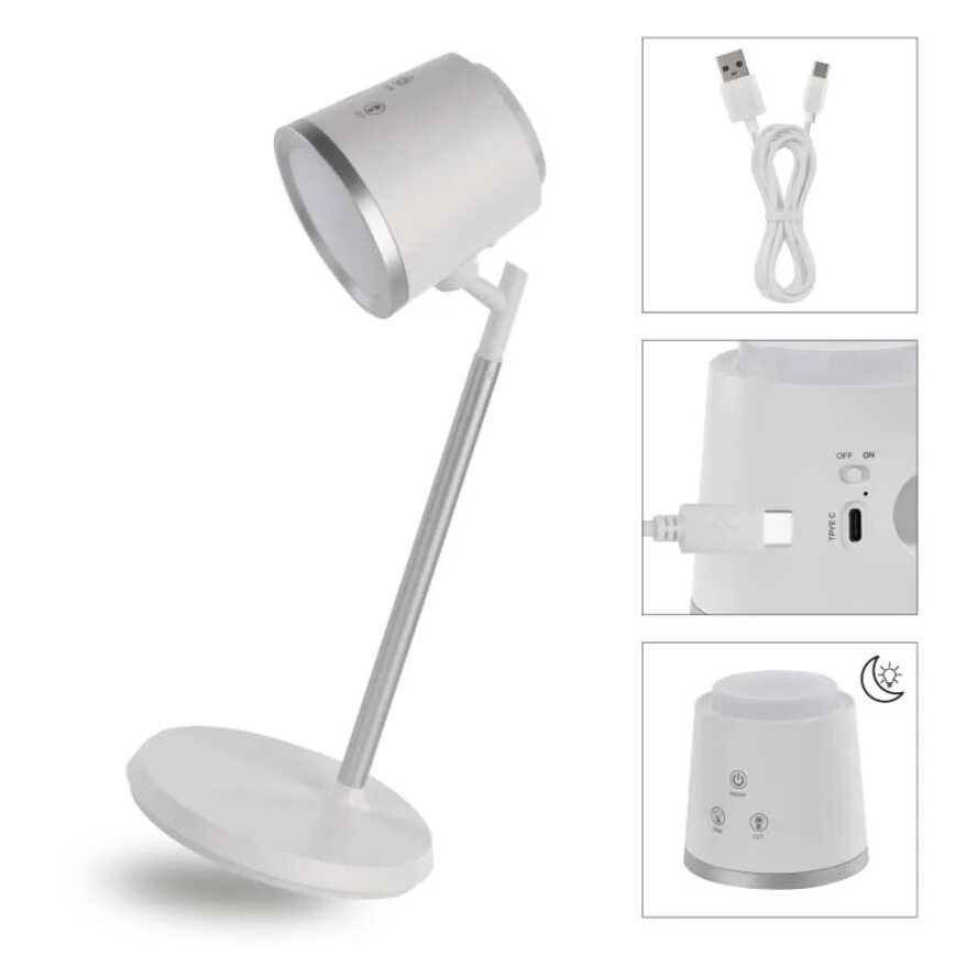 LED Dimmable rechargeable table lamp 4in1 LED/6W/3,7V 3000K/4000K/6500K 1500mAh white