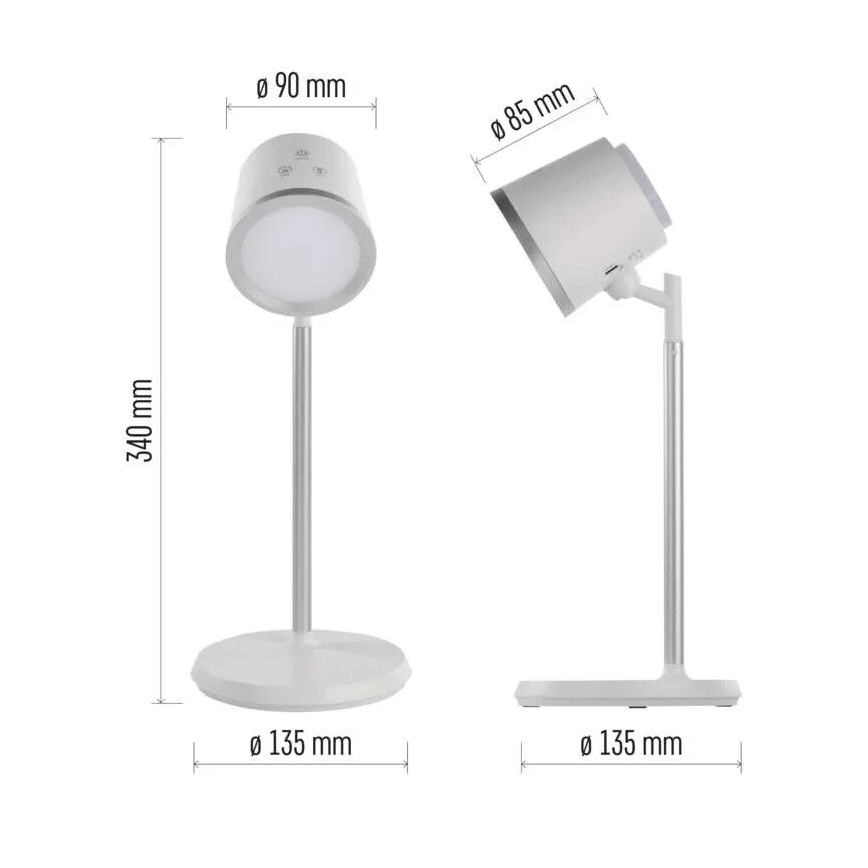 LED Dimmable rechargeable table lamp 4in1 LED/6W/3,7V 3000K/4000K/6500K 1500mAh white