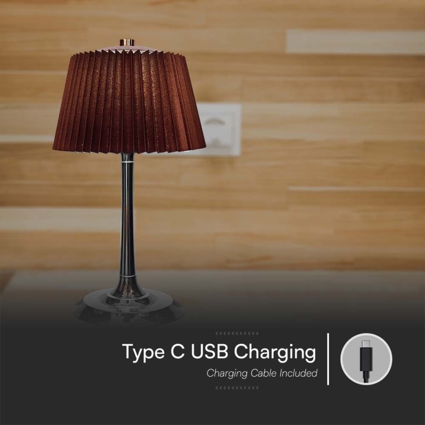 LED Dimmable rechargeable touch table lamp LED/1,5W/5V 3000/4000/6000K 1800 mAh brown