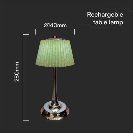 LED Dimmable rechargeable touch table lamp LED/1,5W/5V 3000/4000/6000K 1800 mAh green