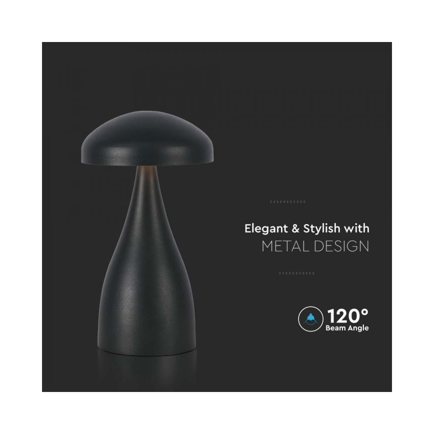LED Dimmable rechargeable touch table lamp LED/1W/5V 3000-6000K 1800 mAh black