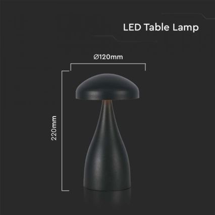 LED Dimmable rechargeable touch table lamp LED/1W/5V 3000-6000K 1800 mAh black