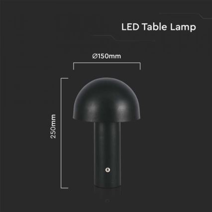 LED Dimmable rechargeable touch table lamp LED/1W/5V 3000-6000K 1800 mAh black