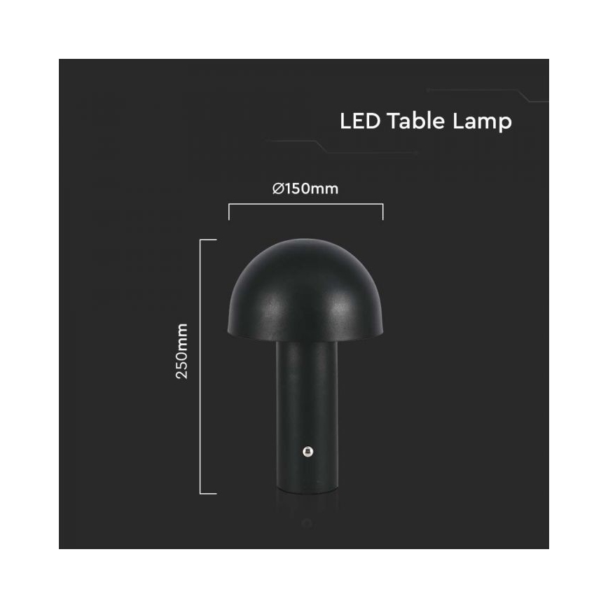 LED Dimmable rechargeable touch table lamp LED/1W/5V 3000-6000K 1800 mAh black