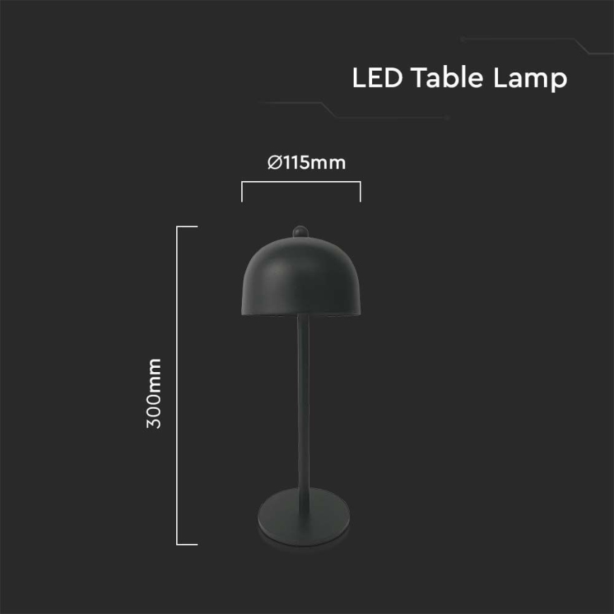 LED Dimmable rechargeable touch table lamp LED/1W/5V 3000-6000K 1800 mAh black