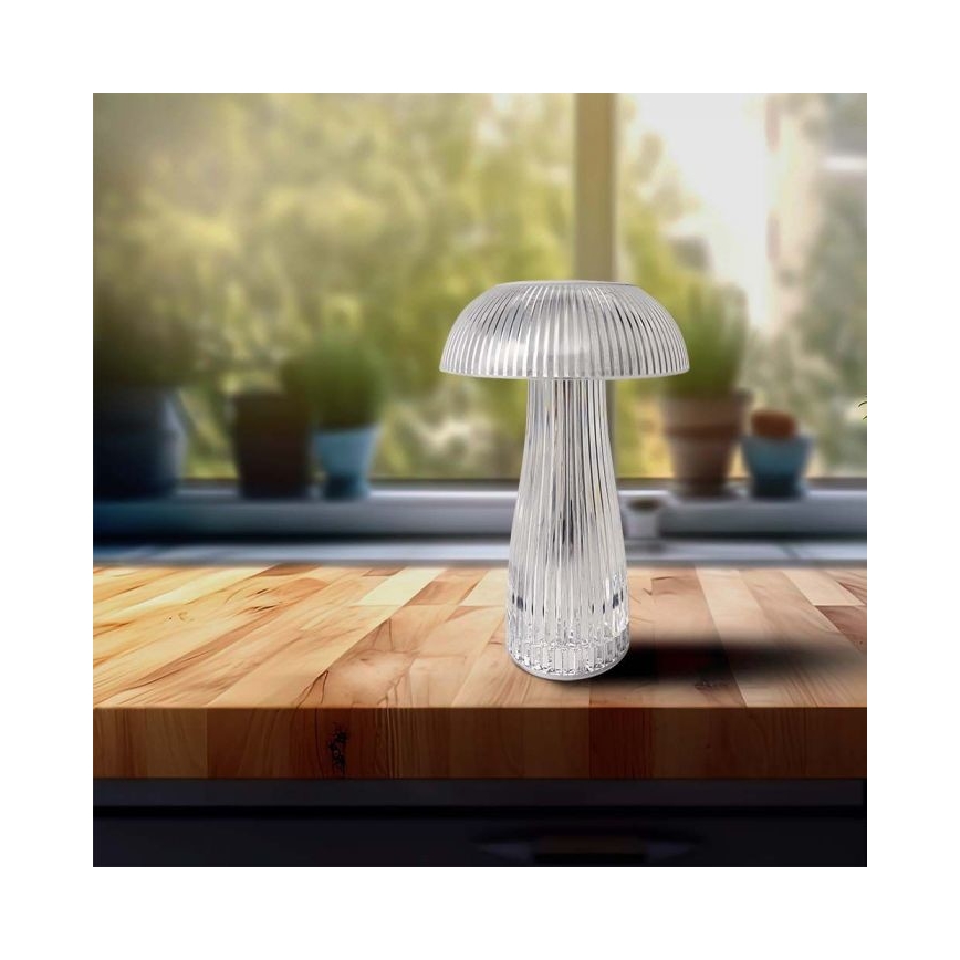 LED Dimmable rechargeable touch table lamp LED/1W/5V 3000-6000K 1800 mAh clear