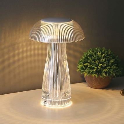 LED Dimmable rechargeable touch table lamp LED/1W/5V 3000-6000K 1800 mAh clear