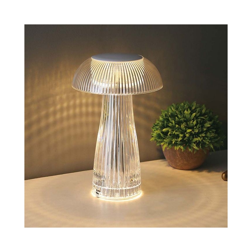 LED Dimmable rechargeable touch table lamp LED/1W/5V 3000-6000K 1800 mAh clear