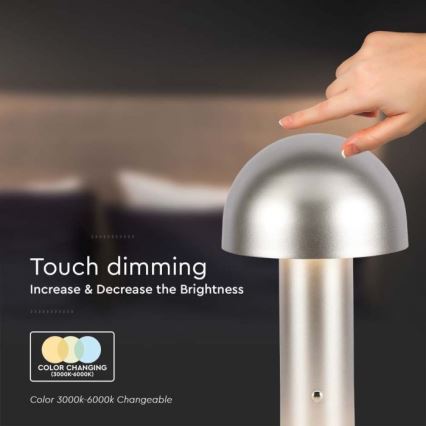 LED Dimmable rechargeable touch table lamp LED/1W/5V 3000-6000K 1800 mAh gold
