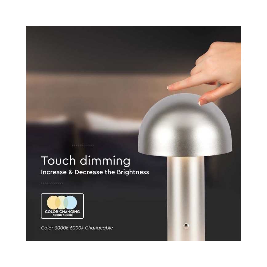 LED Dimmable rechargeable touch table lamp LED/1W/5V 3000-6000K 1800 mAh gold