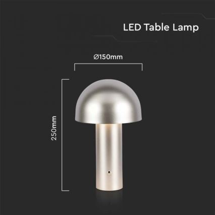 LED Dimmable rechargeable touch table lamp LED/1W/5V 3000-6000K 1800 mAh gold