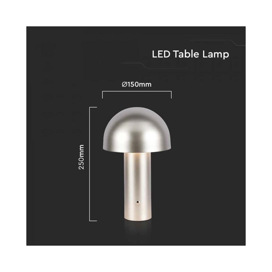 LED Dimmable rechargeable touch table lamp LED/1W/5V 3000-6000K 1800 mAh gold