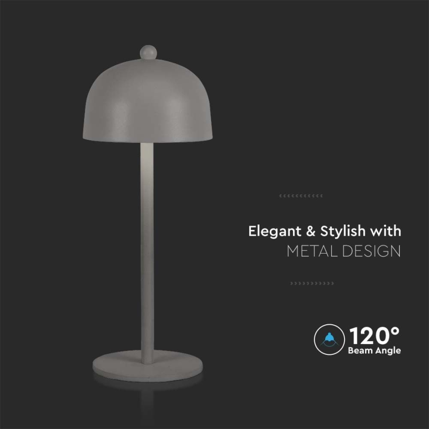 LED Dimmable rechargeable touch table lamp LED/1W/5V 3000-6000K 1800 mAh grey