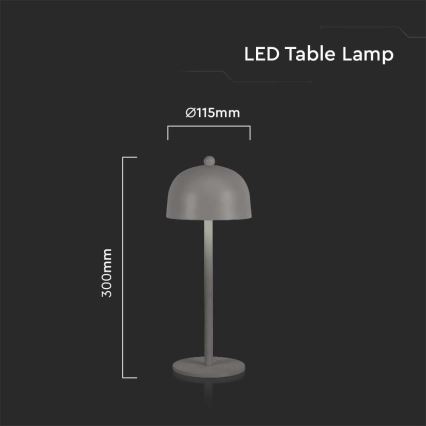LED Dimmable rechargeable touch table lamp LED/1W/5V 3000-6000K 1800 mAh grey