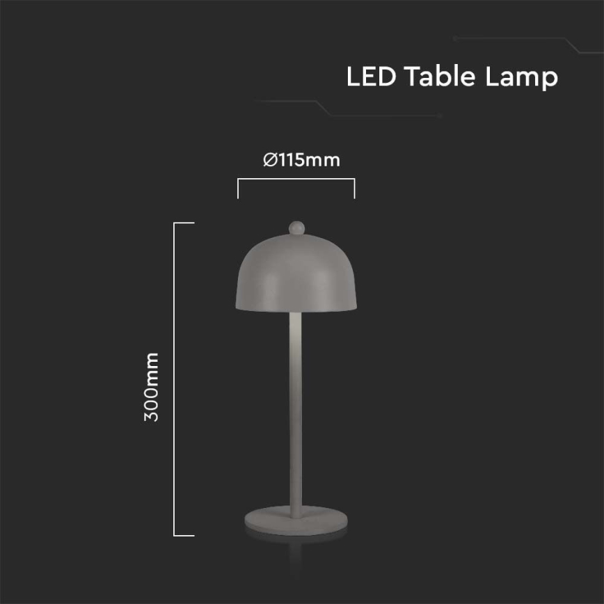 LED Dimmable rechargeable touch table lamp LED/1W/5V 3000-6000K 1800 mAh grey