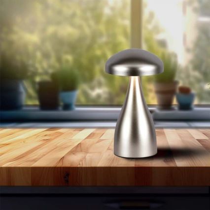 LED Dimmable rechargeable touch table lamp LED/1W/5V 3000-6000K 1800 mAh silver