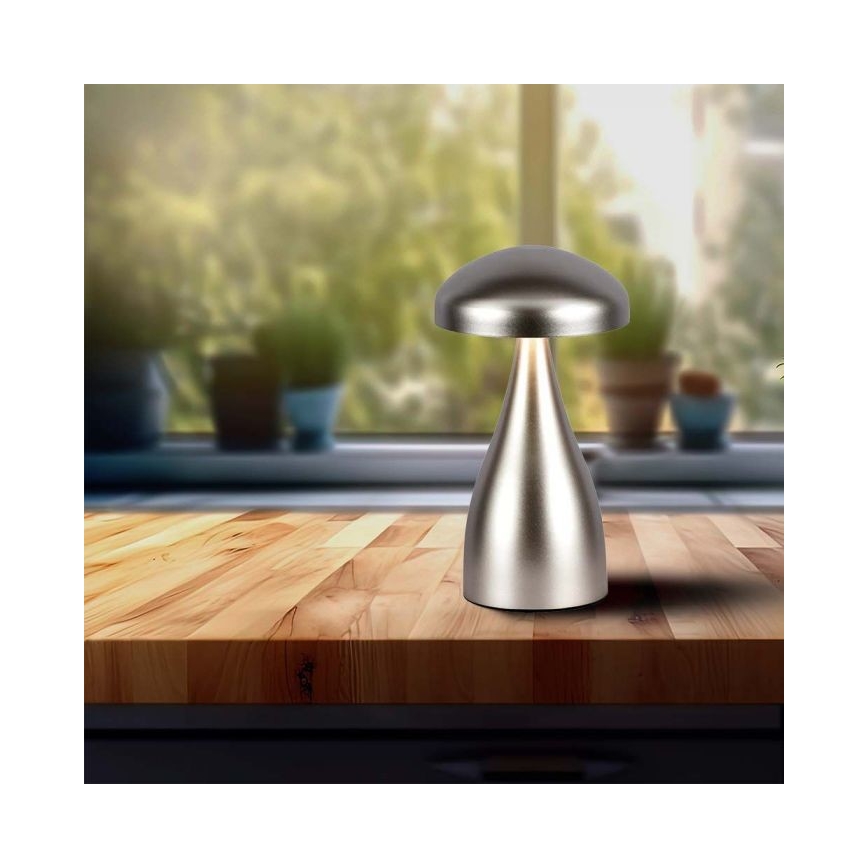 LED Dimmable rechargeable touch table lamp LED/1W/5V 3000-6000K 1800 mAh silver