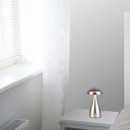 LED Dimmable rechargeable touch table lamp LED/1W/5V 3000-6000K 1800 mAh silver