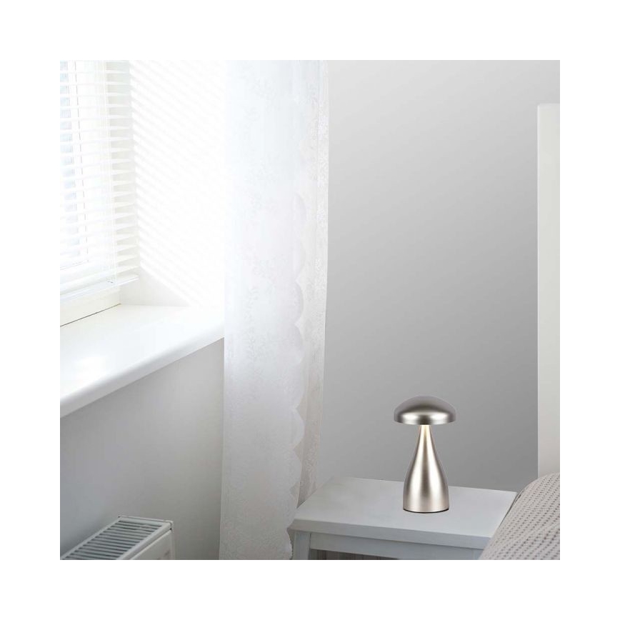 LED Dimmable rechargeable touch table lamp LED/1W/5V 3000-6000K 1800 mAh silver