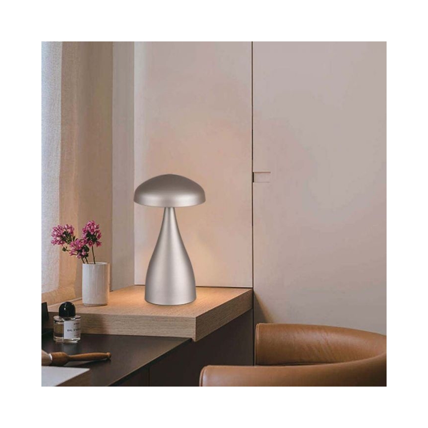 LED Dimmable rechargeable touch table lamp LED/1W/5V 3000-6000K 1800 mAh silver