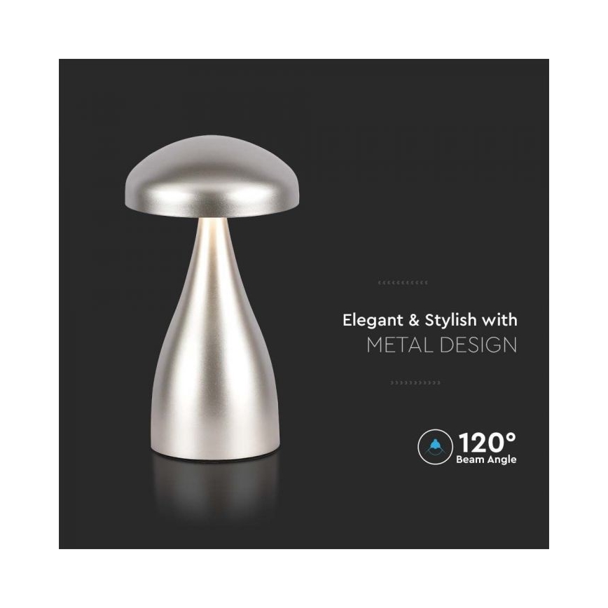 LED Dimmable rechargeable touch table lamp LED/1W/5V 3000-6000K 1800 mAh silver