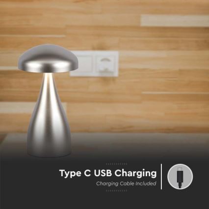LED Dimmable rechargeable touch table lamp LED/1W/5V 3000-6000K 1800 mAh silver