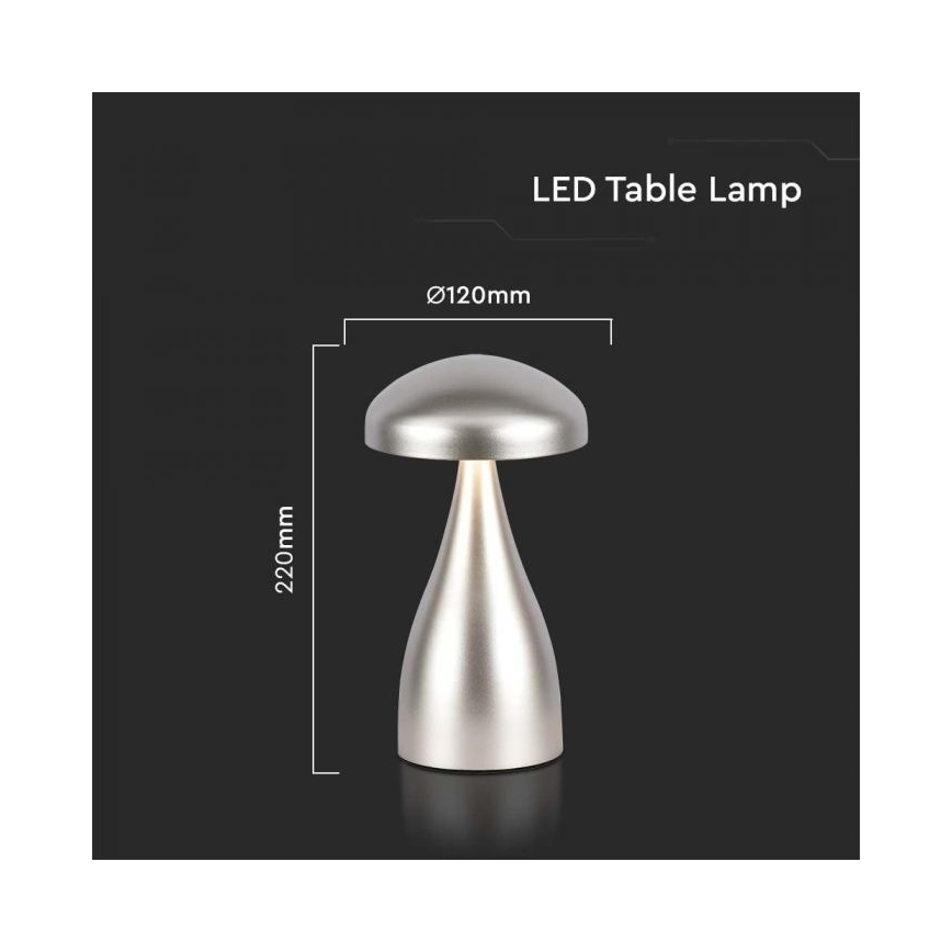 LED Dimmable rechargeable touch table lamp LED/1W/5V 3000-6000K 1800 mAh silver