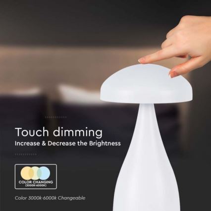 LED Dimmable rechargeable touch table lamp LED/1W/5V 3000-6000K 1800 mAh white