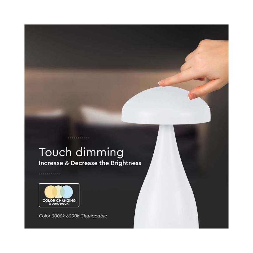 LED Dimmable rechargeable touch table lamp LED/1W/5V 3000-6000K 1800 mAh white