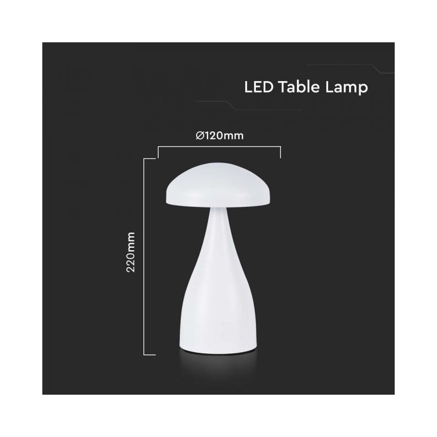 LED Dimmable rechargeable touch table lamp LED/1W/5V 3000-6000K 1800 mAh white