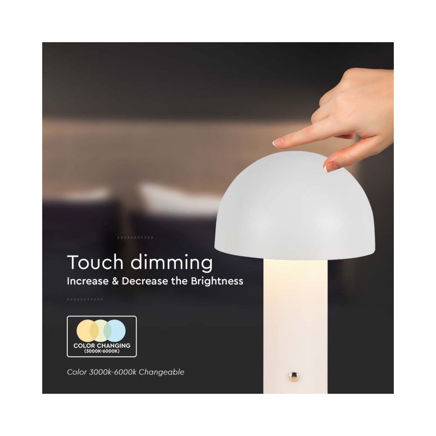 LED Dimmable rechargeable touch table lamp LED/1W/5V 3000-6000K 1800 mAh white