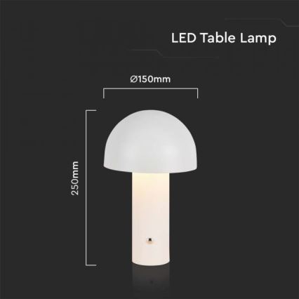 LED Dimmable rechargeable touch table lamp LED/1W/5V 3000-6000K 1800 mAh white