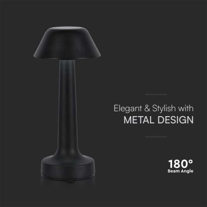 LED Dimmable rechargeable touch table lamp LED/1W/5V 3000-6000K 1800 mAh black