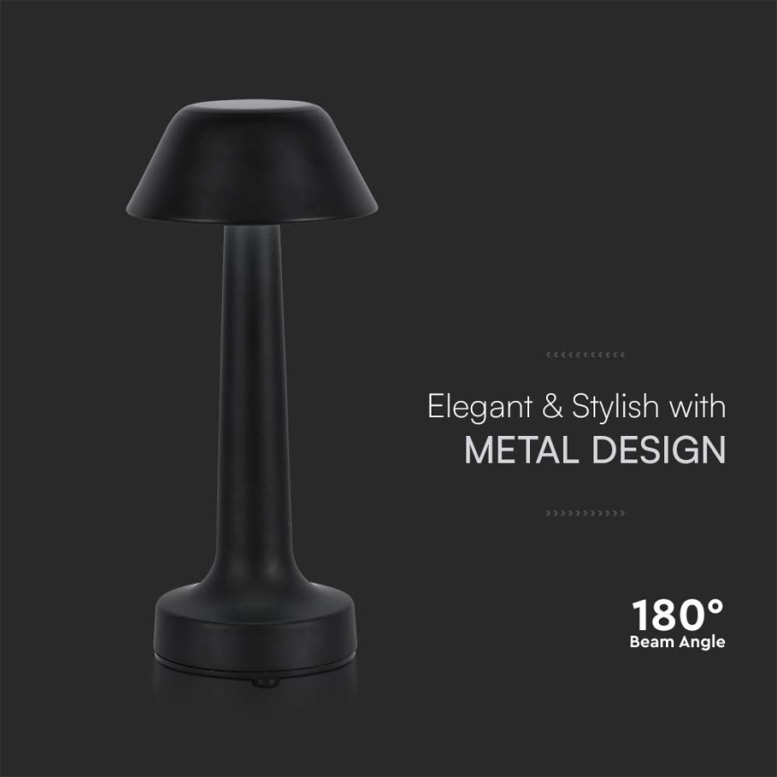 LED Dimmable rechargeable touch table lamp LED/1W/5V 3000-6000K 1800 mAh black